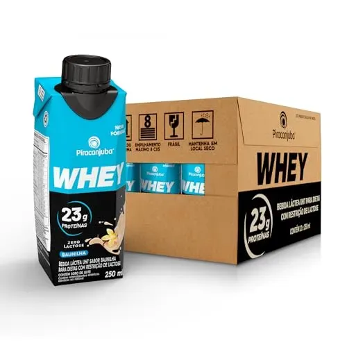 [App/Rec] Pack De Whey Zero Lactose Baunilha 23g Piracanjuba 250ml - 12 Unidades